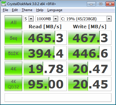 CrystalMark 3.0.2 x64 - 240GB SSD HyperX FURY SATA3 2.5″ 7mm